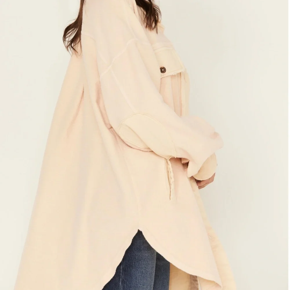 Free People Oversized Pale Pink Shacket - Picture 2 of 12